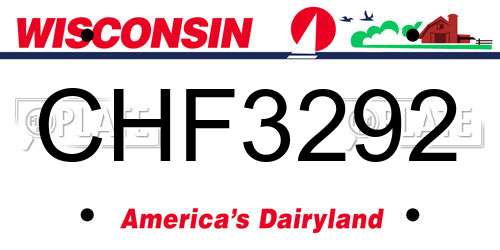 CHF3292 Wisconsin License Plate