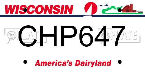 CHP647 Wisconsin License Plate