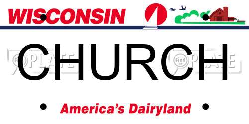 CHURCH Wisconsin License Plate