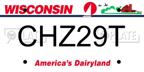 CHZ29T Wisconsin License Plate