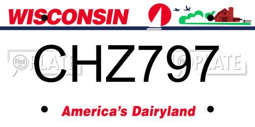 CHZ797 Wisconsin License Plate