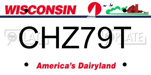 CHZ79T Wisconsin License Plate