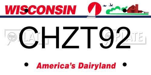 CHZT92 Wisconsin License Plate