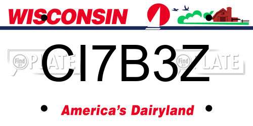 CI7B3Z Wisconsin License Plate
