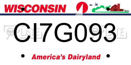 CI7G093 Wisconsin License Plate