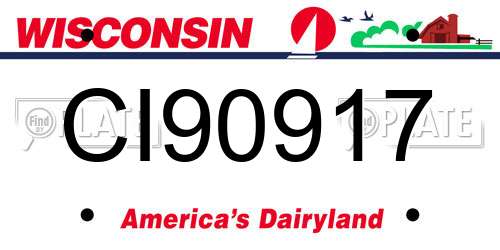 CI90917 Wisconsin License Plate