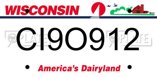 CI9O912 Wisconsin License Plate