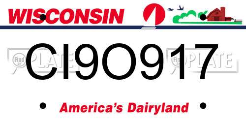 CI9O917 Wisconsin License Plate