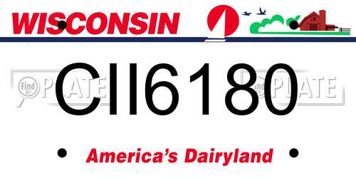 CII6180 Wisconsin License Plate