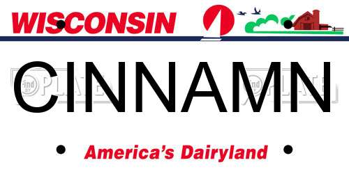 CINNAMN Wisconsin License Plate