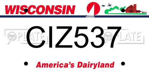 CIZ537 Wisconsin License Plate