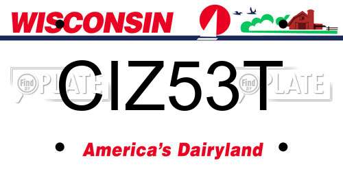 CIZ53T Wisconsin License Plate