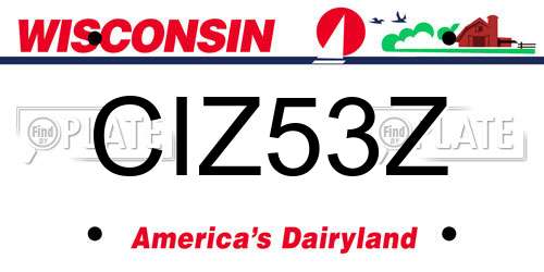 CIZ53Z Wisconsin License Plate