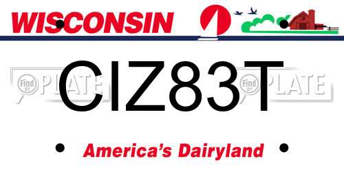 CIZ83T Wisconsin License Plate