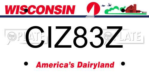 CIZ83Z Wisconsin License Plate