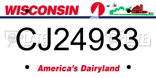 CJ24933 Wisconsin License Plate