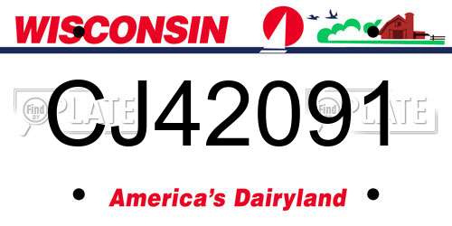 CJ42091 Wisconsin License Plate