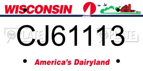 CJ61113 Wisconsin License Plate