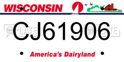 CJ61906 Wisconsin License Plate