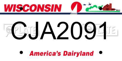 CJA2091 Wisconsin License Plate