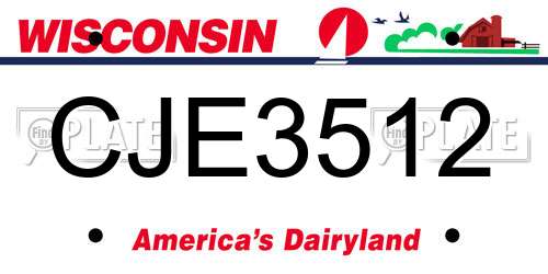 CJE3512 Wisconsin License Plate