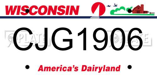 CJG1906 Wisconsin License Plate