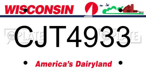 CJT4933 Wisconsin License Plate