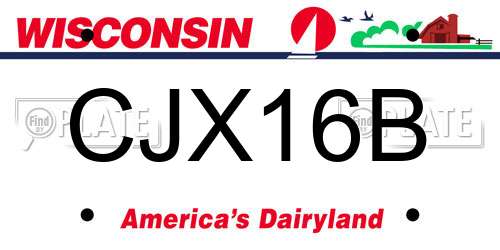 CJX16B Wisconsin License Plate