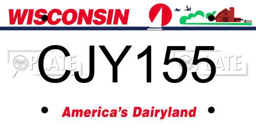 CJY155 Wisconsin License Plate