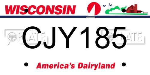 CJY185 Wisconsin License Plate