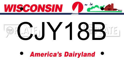 CJY18B Wisconsin License Plate