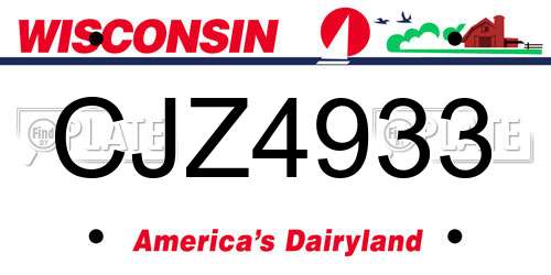 CJZ4933 Wisconsin License Plate