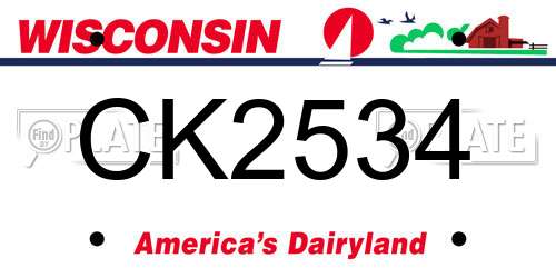 CK2534 Wisconsin License Plate