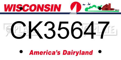 CK35647 Wisconsin License Plate