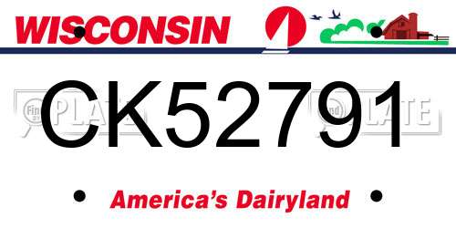 CK52791 Wisconsin License Plate