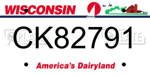 CK82791 Wisconsin License Plate