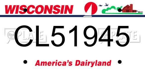 CL51945 Wisconsin License Plate