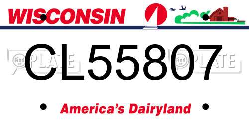 CL55807 Wisconsin License Plate