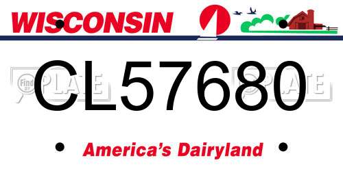CL57680 Wisconsin License Plate