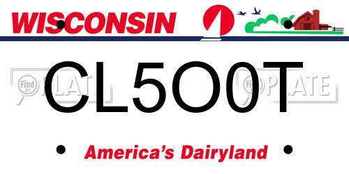 CL5O0T Wisconsin License Plate