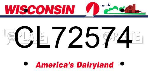 CL72574 Wisconsin License Plate