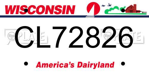 CL72826 Wisconsin License Plate