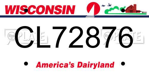 CL72876 Wisconsin License Plate