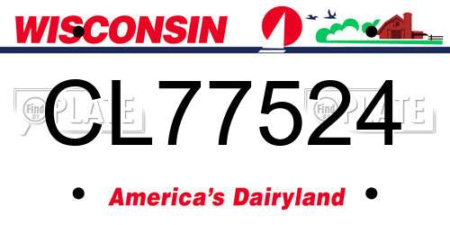 CL77524 Wisconsin License Plate