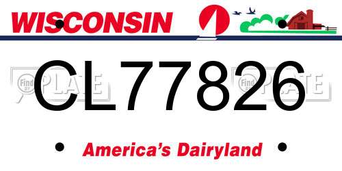 CL77826 Wisconsin License Plate