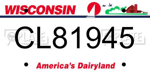 CL81945 Wisconsin License Plate