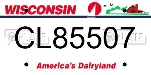 CL85507 Wisconsin License Plate