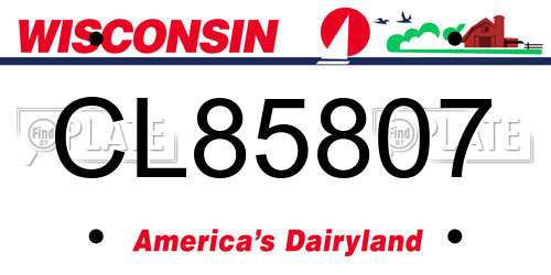 CL85807 Wisconsin License Plate