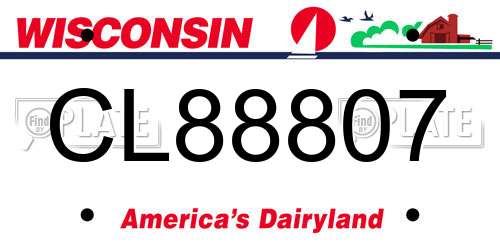 CL88807 Wisconsin License Plate