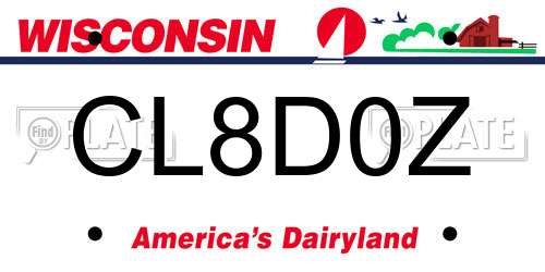 CL8D0Z Wisconsin License Plate